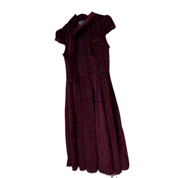 hearts‎ & roses size 8 heavy burgundy plum velvet 50s style dress stunning EUC - Picture 3 of 8